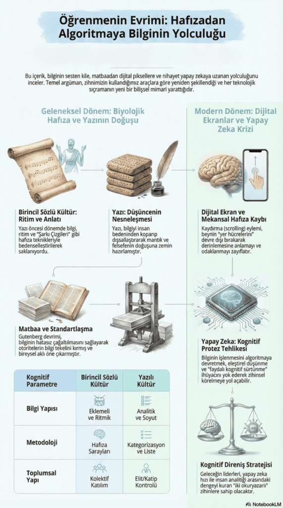 Öğrenmenin Kısa Tarihi: Hafızadan Algoritmaya Bilginin Dönüşümü 1 bilgi infograk